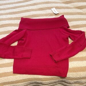 Women's Off-Shoulder Sweater - Red